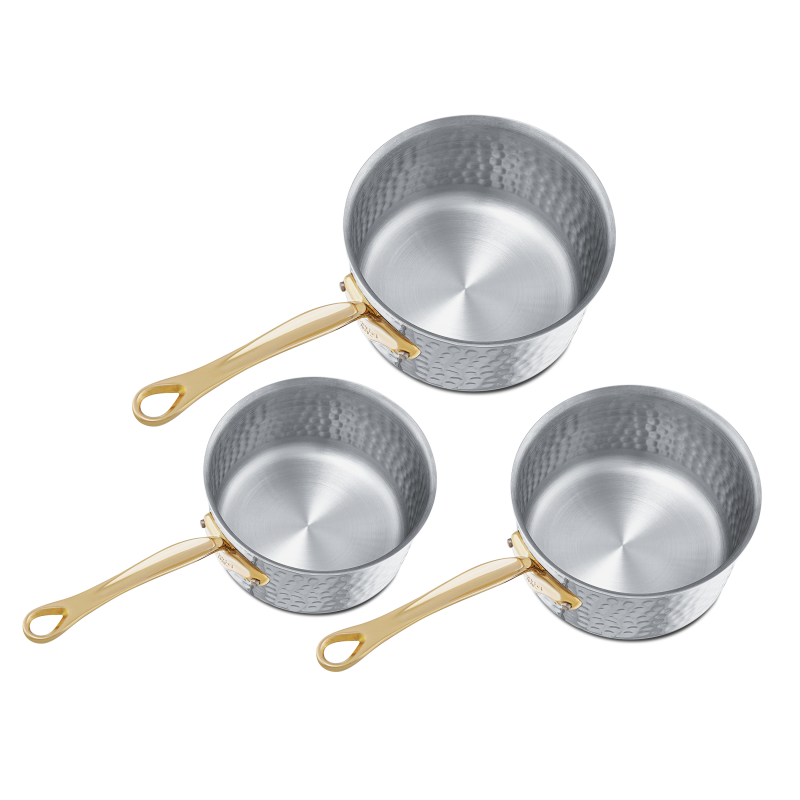 Batterie de 3 casseroles en inox martelé M'ÉLITE B