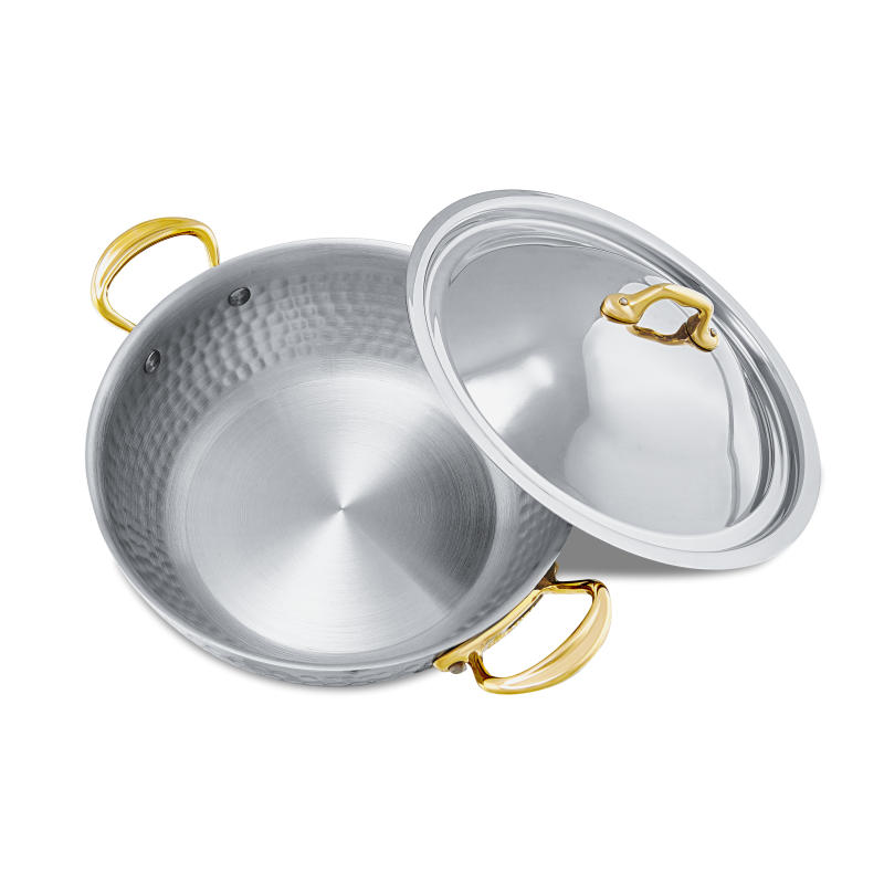 Évasée bombée en inox martelé avec couvercle M'ÉLITE B