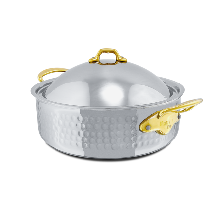 Rondeau en inox martelé avec couvercle M'ÉLITE B