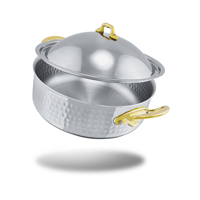 Rondeau en inox martelé avec couvercle M'ÉLITE B