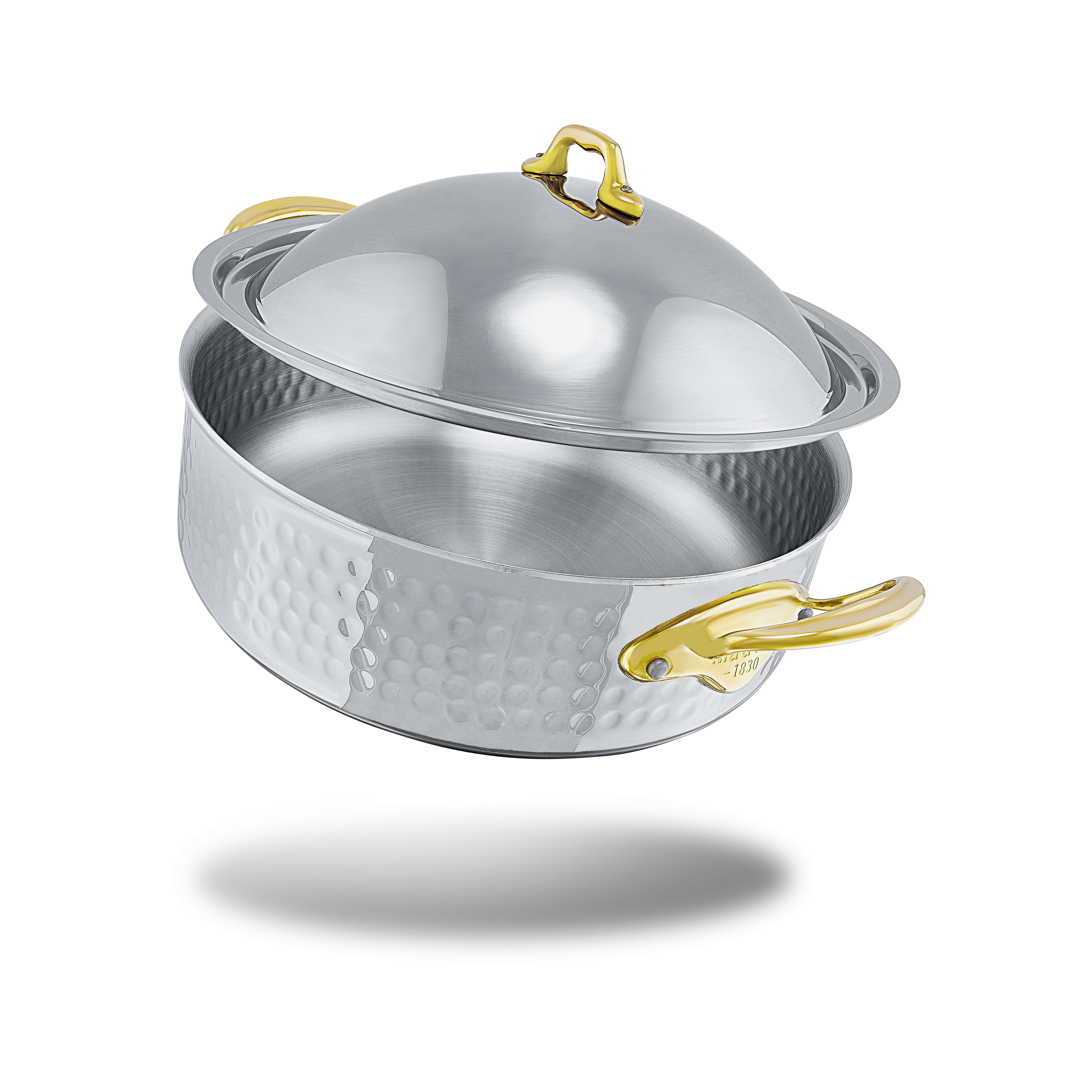Rondeau en inox martelé avec couvercle M'ÉLITE B