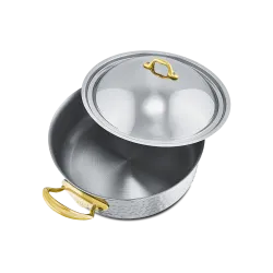 Rondeau en inox martelé avec couvercle M'ÉLITE B