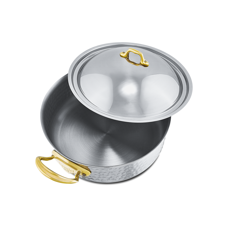Rondeau en inox martelé avec couvercle M'ÉLITE B