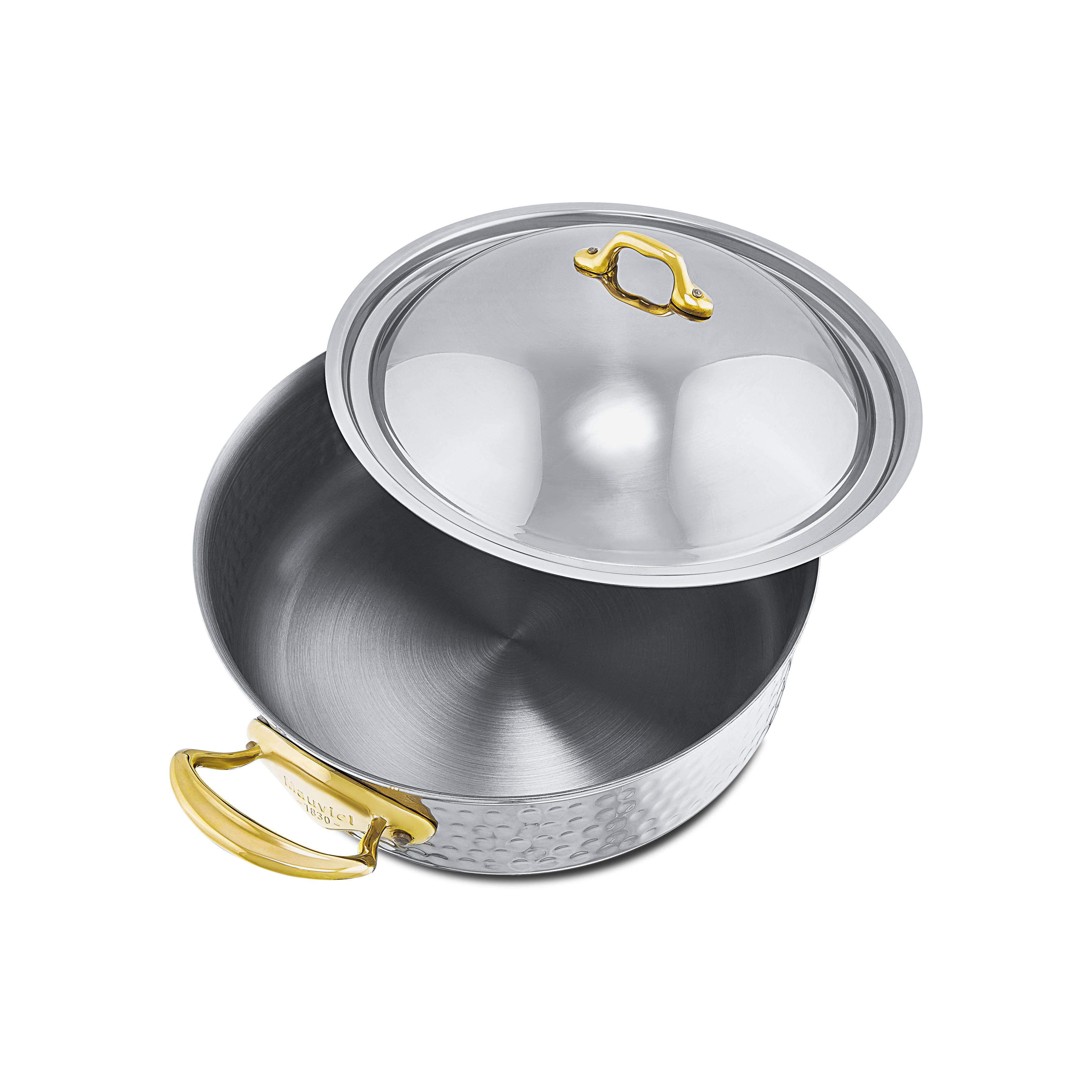 Rondeau en inox martelé avec couvercle M'ÉLITE B