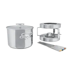 Service à fondue en inox avec couvercle verre SERVICE EN SALLE