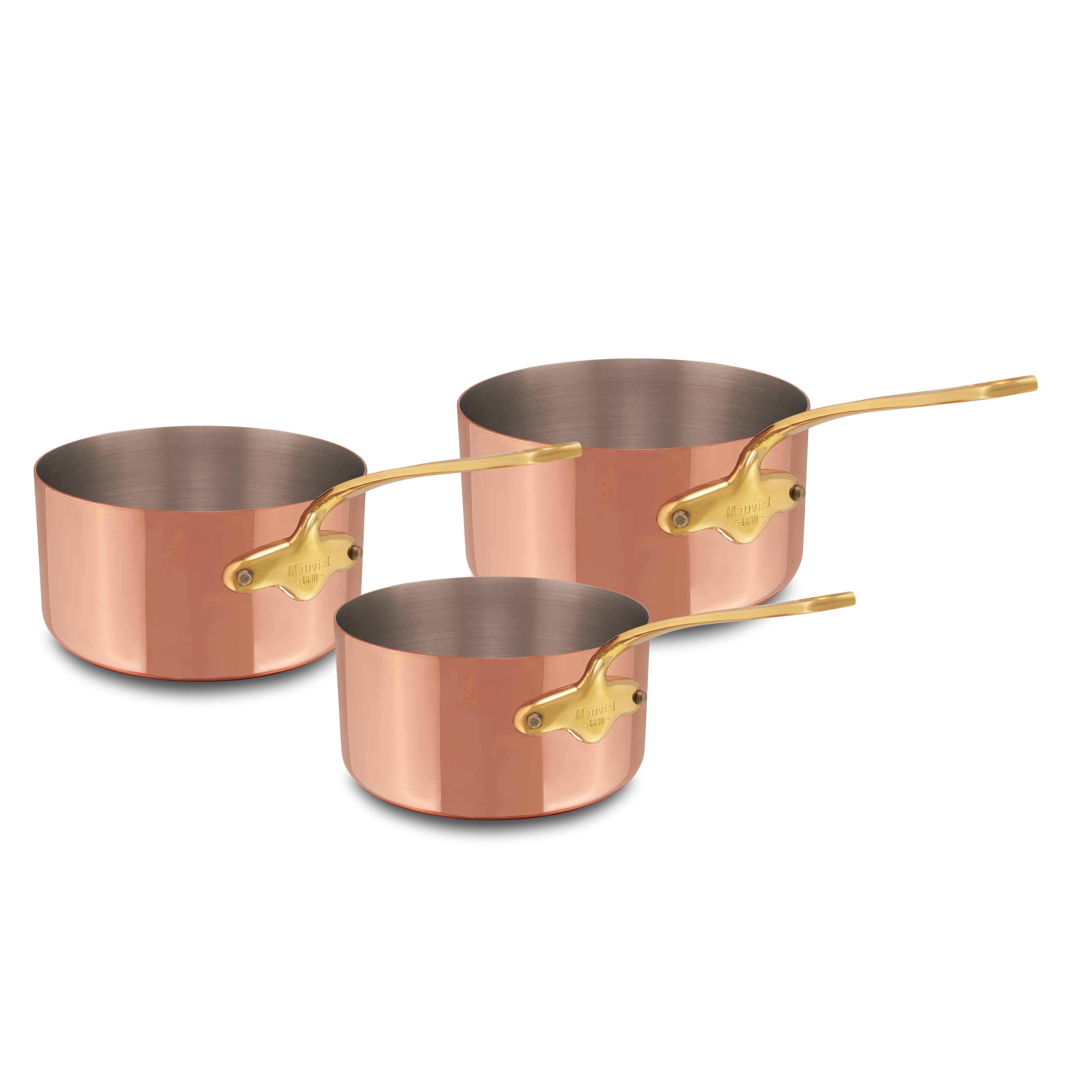 Batterie de 3 casseroles en cuivre inox M'HÉRITAGE 150B