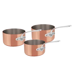 Batterie de 3 casseroles en cuivre inox M'HÉRITAGE 150S