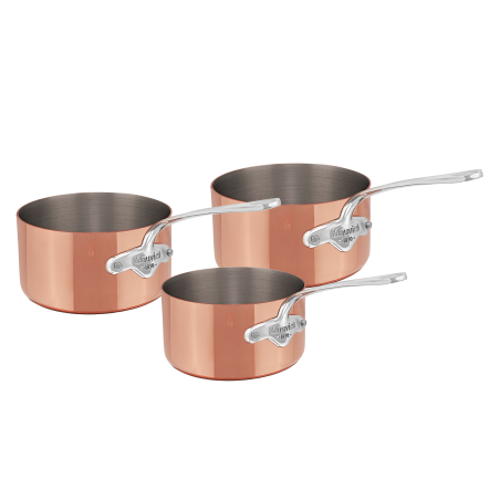 Batterie de 3 casseroles en cuivre inox M'HÉRITAGE 150S
