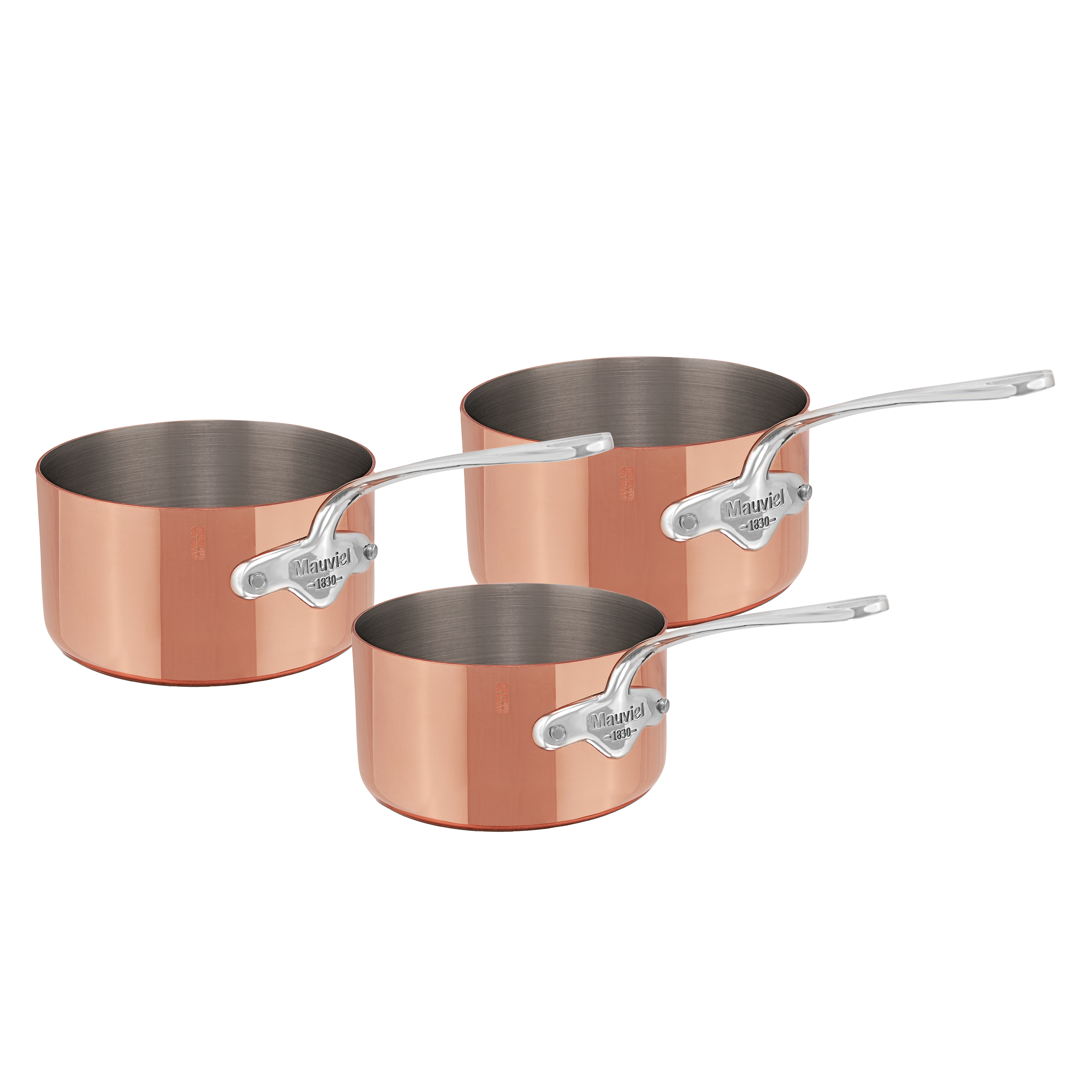 Batterie de 3 casseroles en cuivre inox M'HÉRITAGE 150S