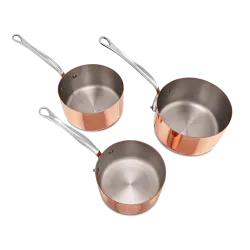 Batterie de 3 casseroles en cuivre inox M'HÉRITAGE 150S