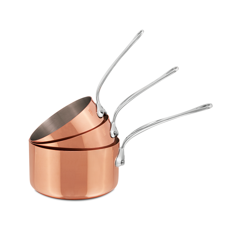 Batterie de 3 casseroles en cuivre inox M'HÉRITAGE 150S