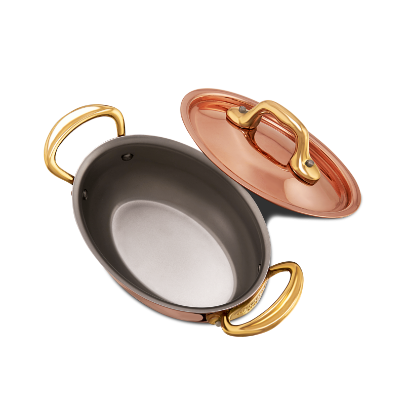 Cocotte ovale en cuivre inox avec couvercle M'MINIS
