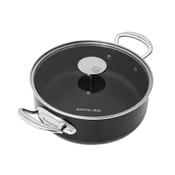 Rondeau antiadhésif en aluminium anodisé avec couvercle verre M'STONE 3