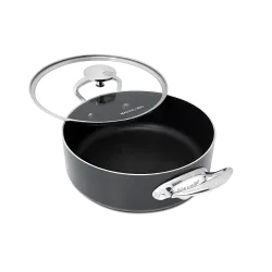 Rondeau antiadhésif en aluminium anodisé avec couvercle verre M'STONE 3