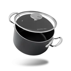 Cocotte antiadhésive en aluminium anodisé avec couvercle verre M'STONE 3