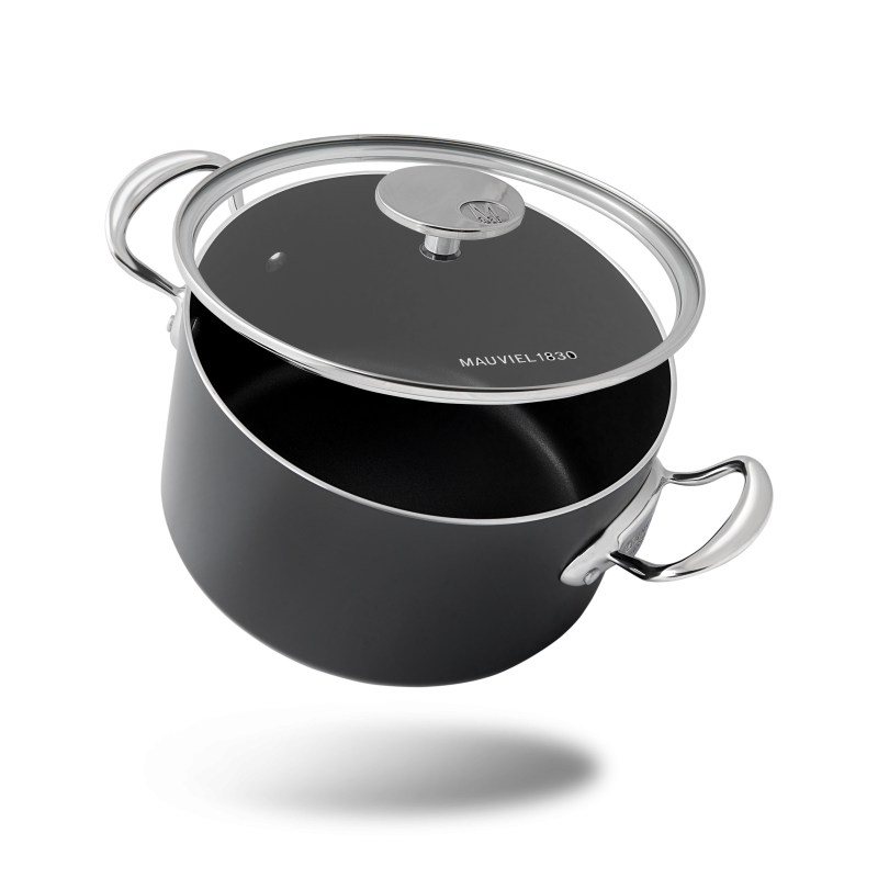 Cocotte antiadhésive en aluminium anodisé avec couvercle verre M'STONE 3
