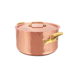Cocotte en cuivre étamé martelé avec couvercle M'TRADITION