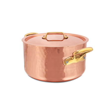 Cocotte en cuivre étamé martelé avec couvercle M'TRADITION