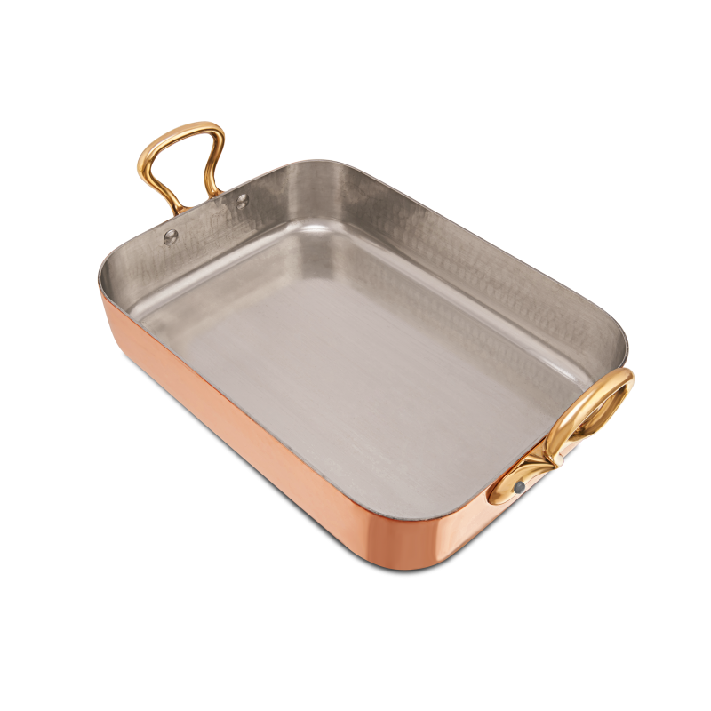 Plat à four en cuivre étamé martelé M'TRADITION