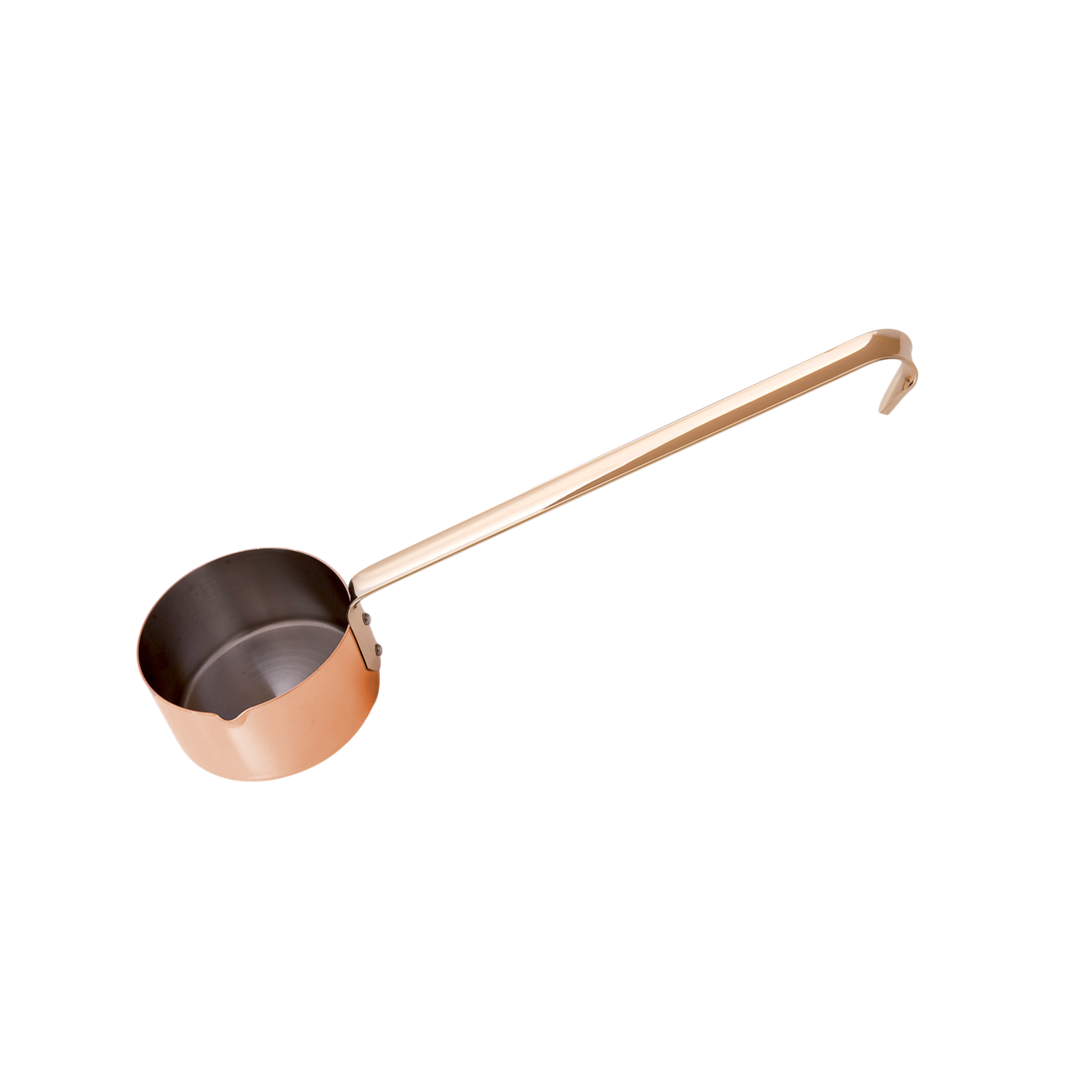 Casserolette à flamber en cuivre avec bec verseur