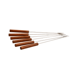 Lot de 6 fourchettes en bois et inox pour service à fondue