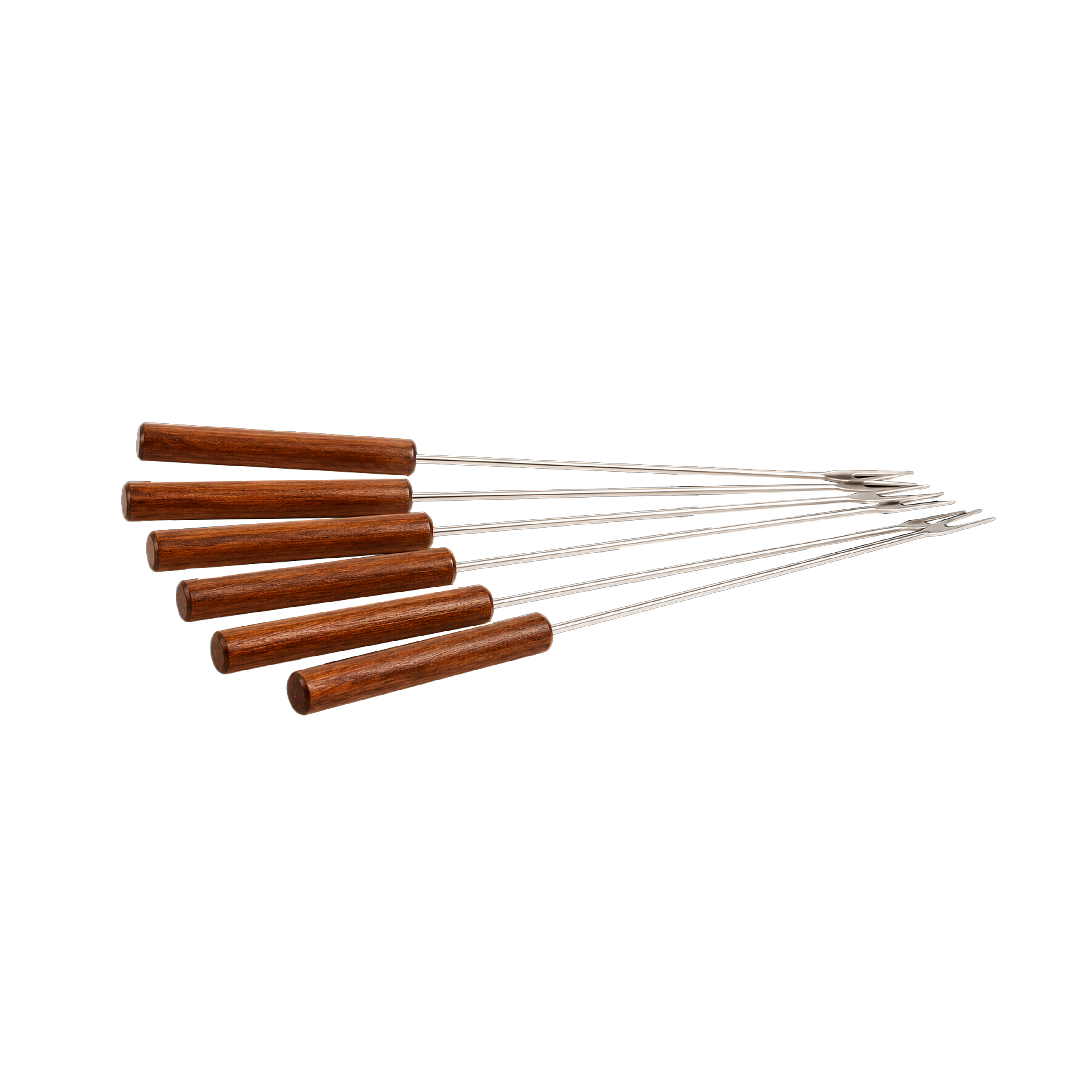 Lot de 6 fourchettes en bois et inox pour service à fondue