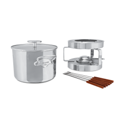 Service à fondue en inox avec couvercle verre SERVICE EN SALLE